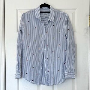 Rails Taylor Embroidered Citrus Button Up Cotton Blend Blouse